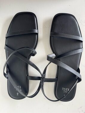 Women’s Black Strappy Square-Toe Sandals